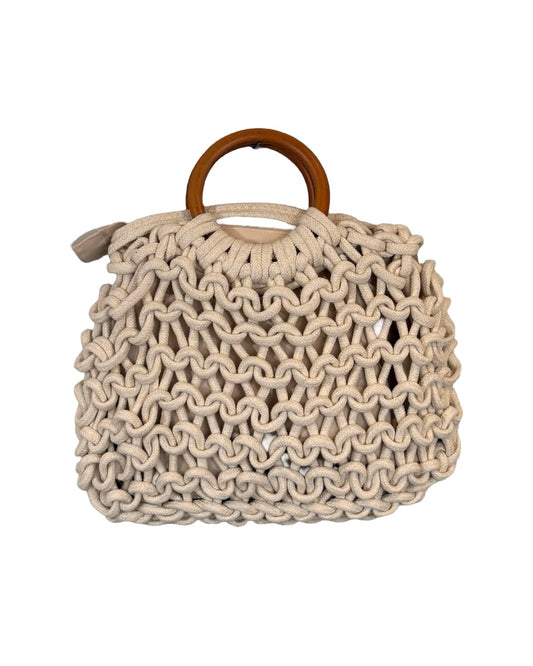 Crochet Handbag With Wooden Handle
