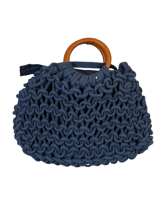 Crochet Handbag With Wooden Handle