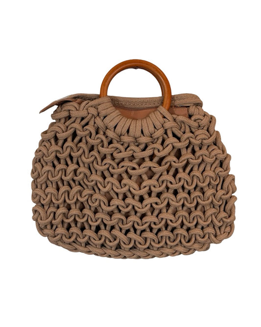 Crochet Handbag With Wooden Handle