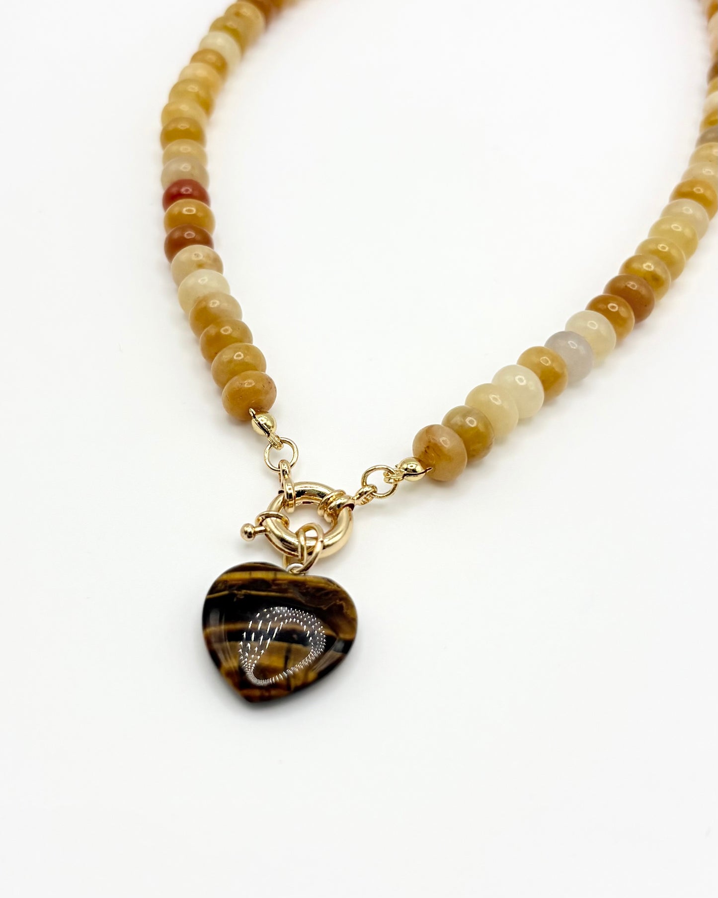 Natural Stone Heart Necklace