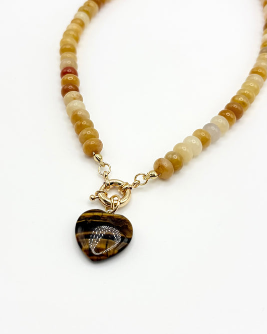 Natural Stone Heart Necklace