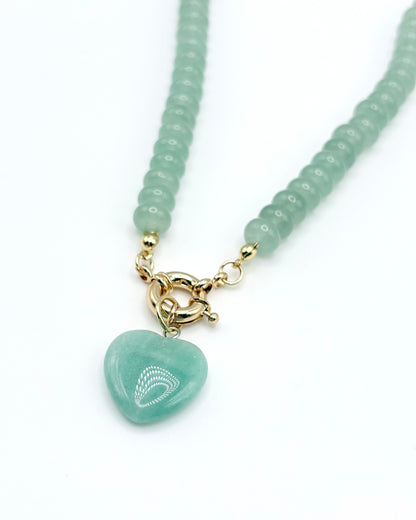 Natural Stone Heart Necklace