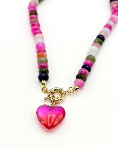 Natural Stone Heart Necklace