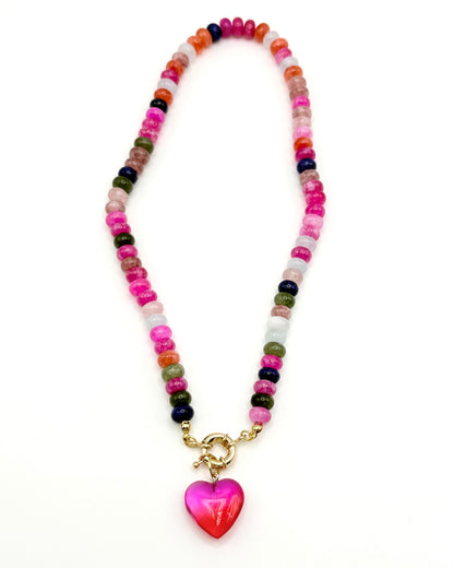 Natural Stone Heart Necklace