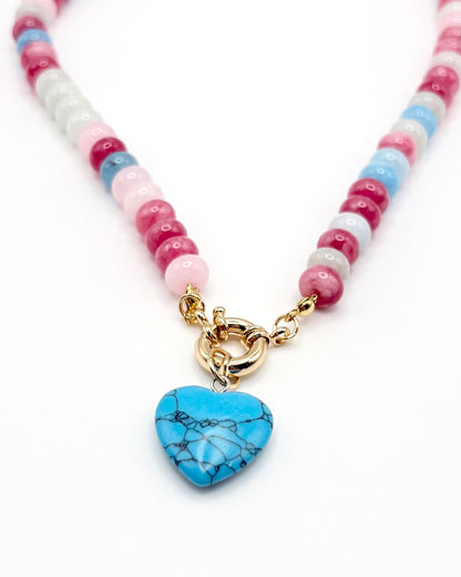 Natural Stone Heart Necklace