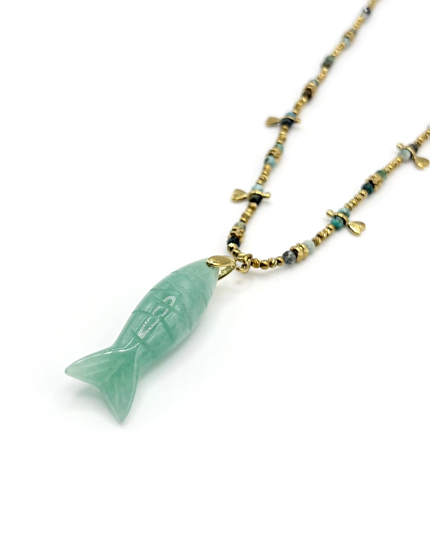 Stone Fish Pendant Necklace