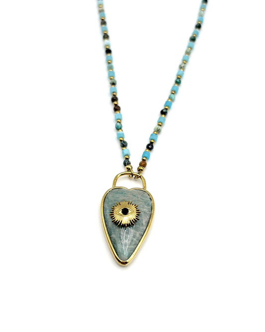 Heart Stone Pendant Necklace