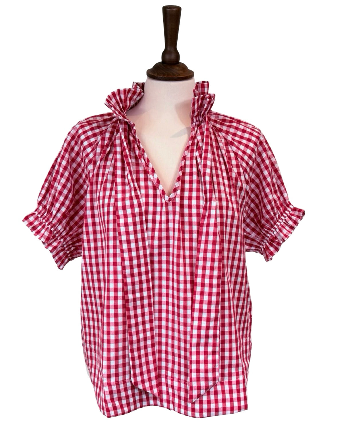 Rosalia Gingham Tie Neck Blouse