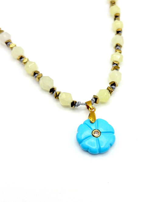 Natural Stone Flower Necklace