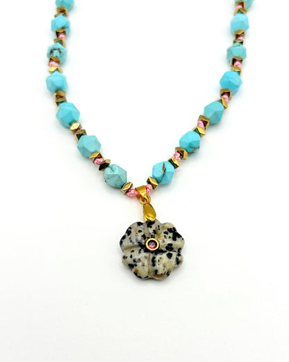 Natural Stone Flower Necklace