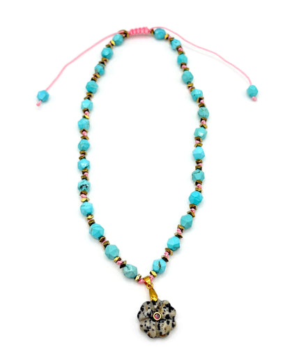 Natural Stone Flower Necklace