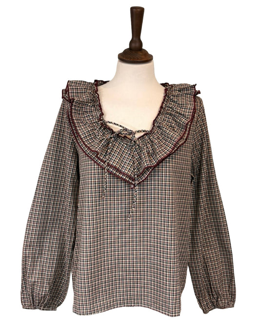 Ambre Check Tie Front Blouse