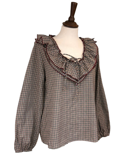 Ambre Check Tie Front Blouse