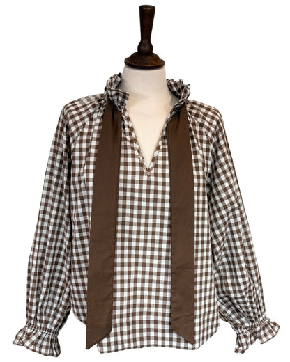 Rosalia Gingham Tie Neck Blouse
