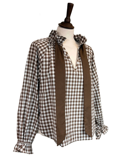 Rosalia Gingham Tie Neck Blouse