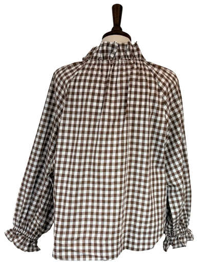 Rosalia Gingham Tie Neck Blouse