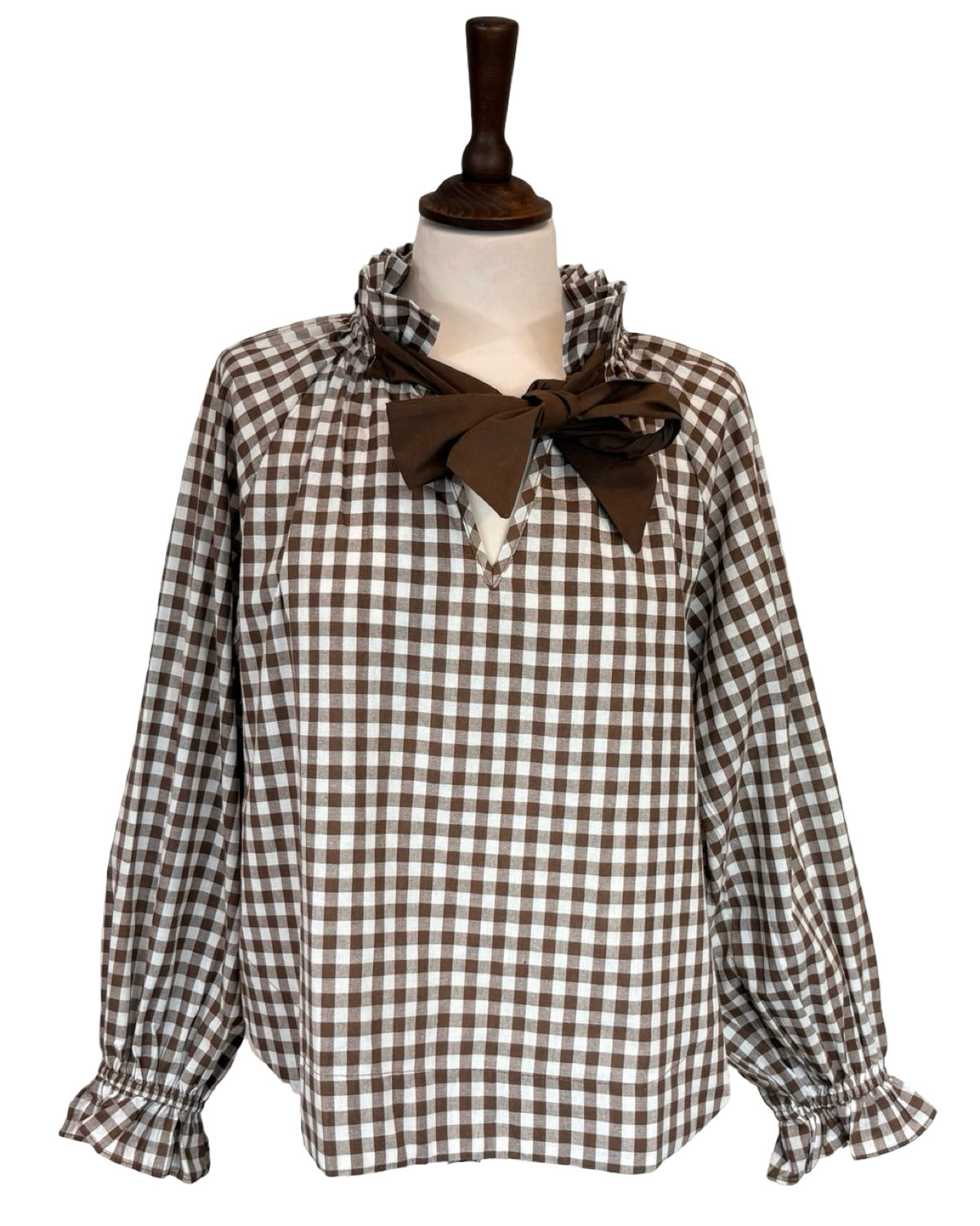 Rosalia Gingham Tie Neck Blouse
