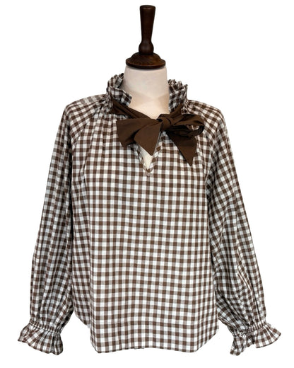 Rosalia Gingham Tie Neck Blouse