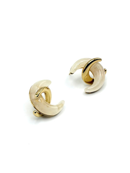 Twisted Moon Stud Drop Earrings