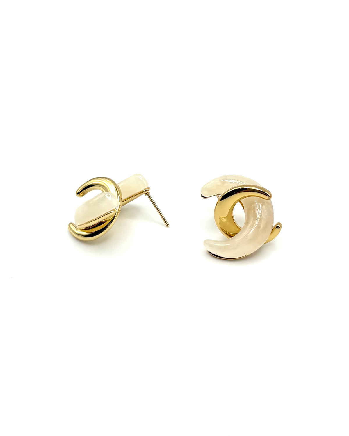 Twisted Moon Stud Drop Earrings