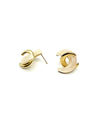 Twisted Moon Stud Drop Earrings