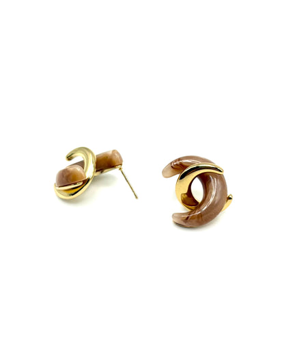 Twisted Moon Stud Drop Earrings