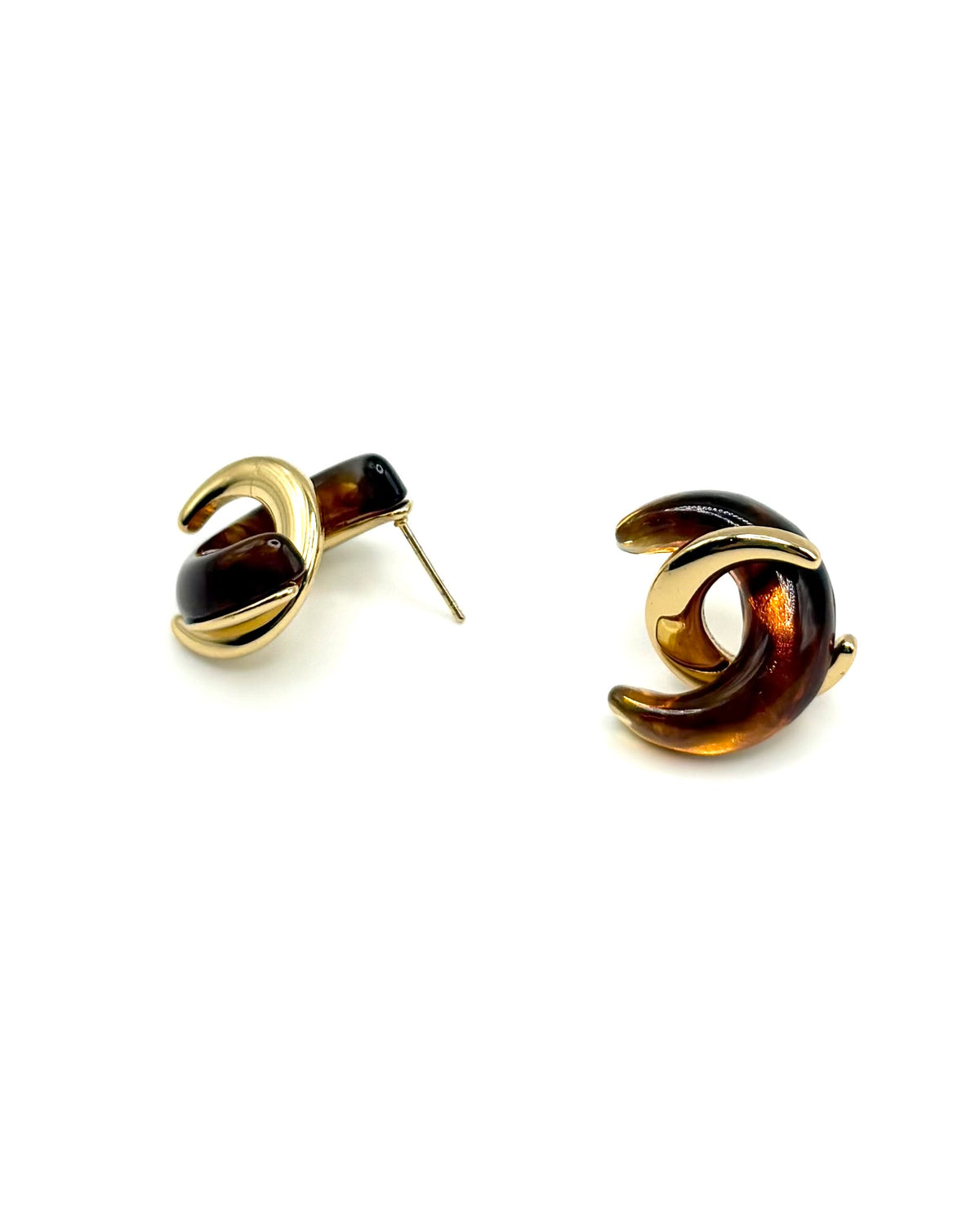 Twisted Moon Stud Drop Earrings