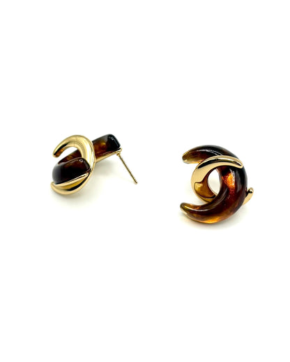 Twisted Moon Stud Drop Earrings