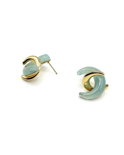 Twisted Moon Stud Drop Earrings