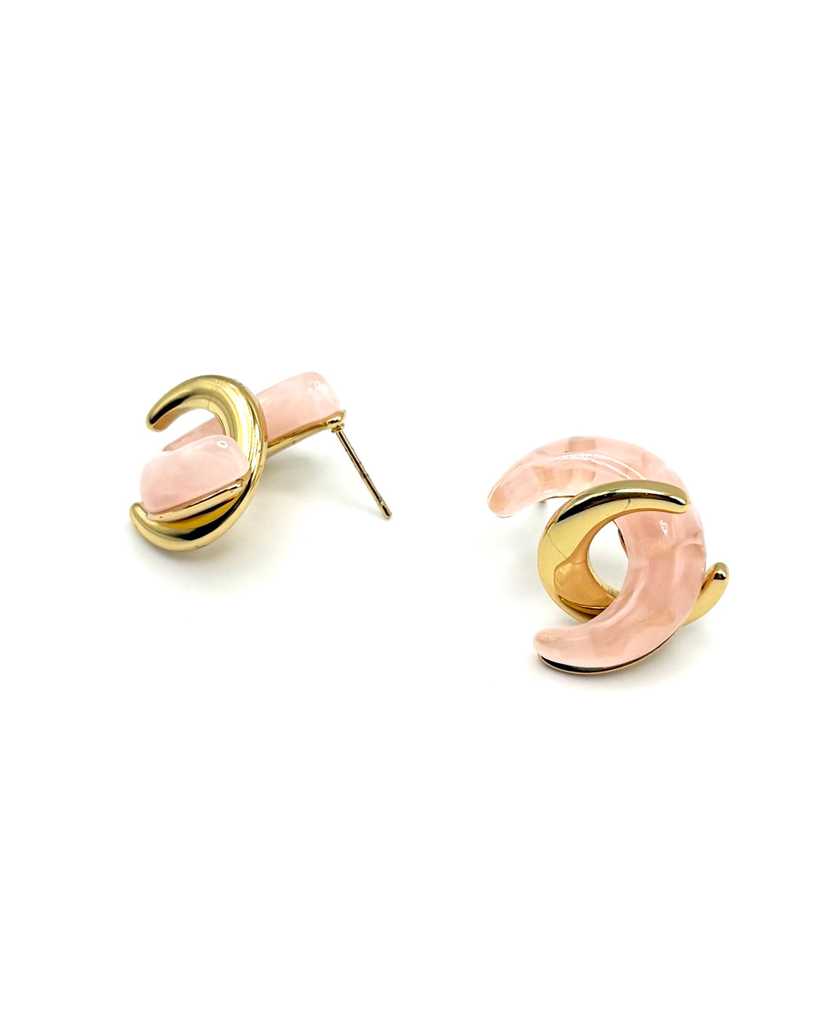 Twisted Moon Stud Drop Earrings