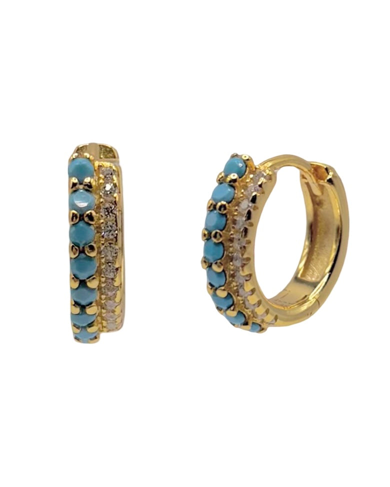Double Hoop huggie With Cubic Zirconia