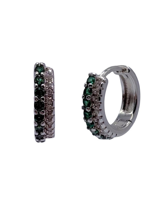 Double Hoop Huggie With Cubic Zirconia