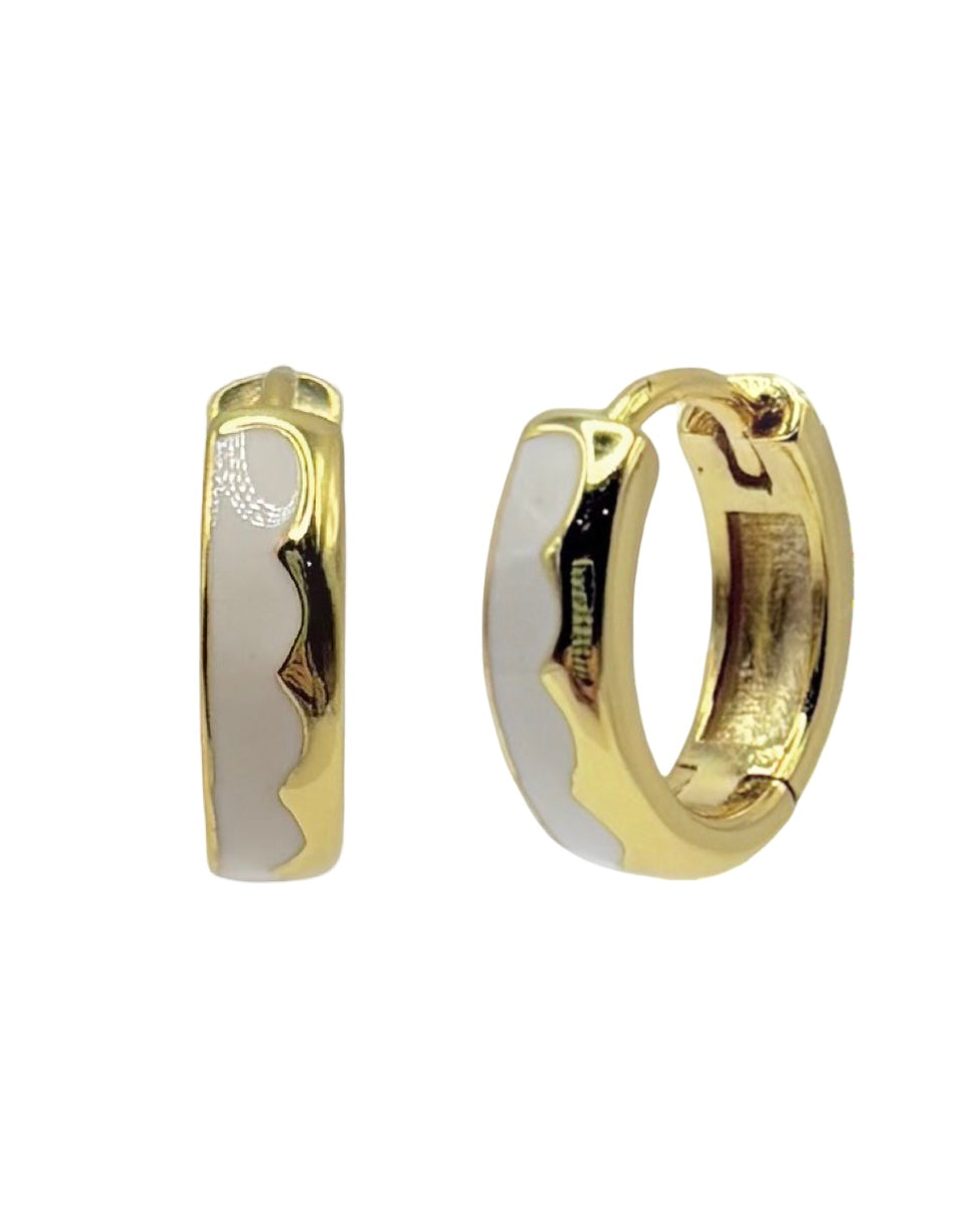 White Enamel Gold Huggies