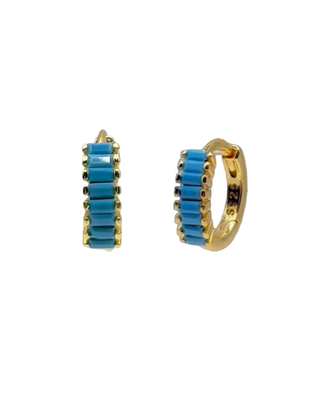 Fan Blue Cubic Zirconia Huggies