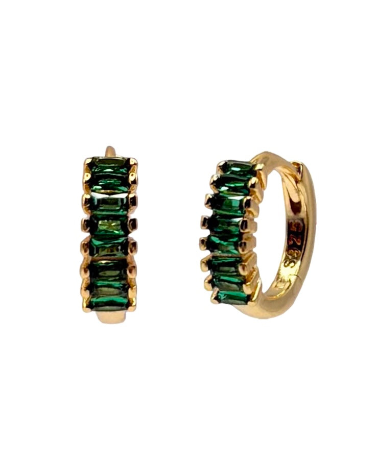 Fan Green Cubic Zirconia Huggies