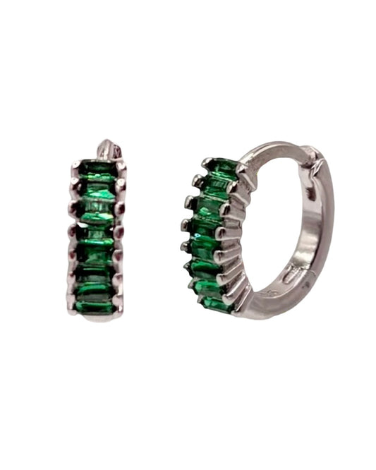 Fan Green Cubic Zirconia Huggies