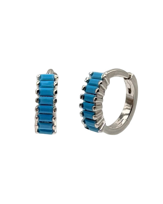 Fan Blue Cubic Zirconia Huggies