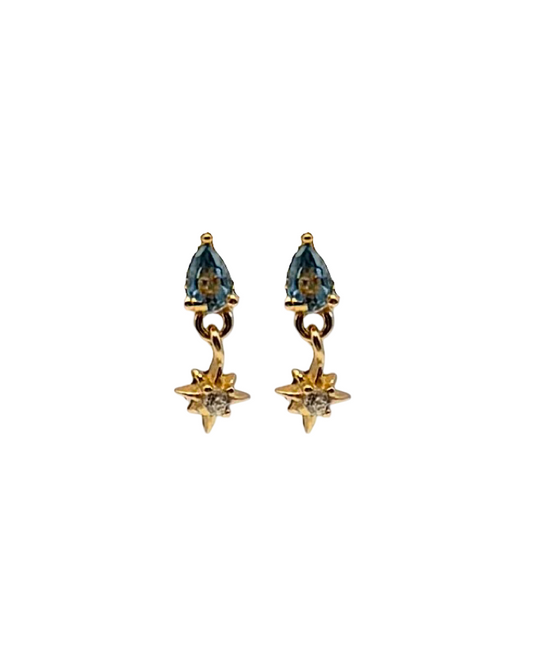 Gold Abstract Cubic Zirconia Drop Stud