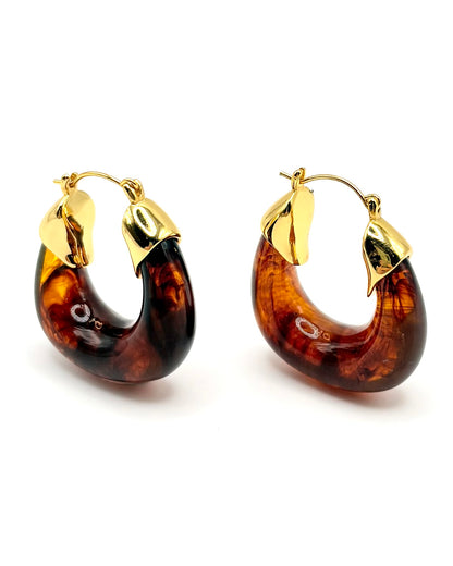 Tortoise Shell Resin Horseshoe Hoops