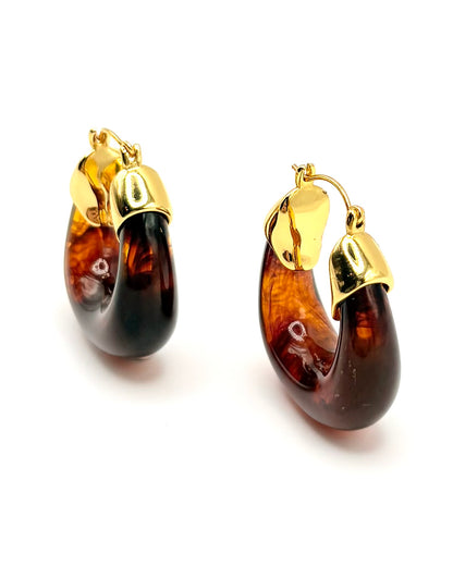 Tortoise Shell Resin Horseshoe Hoops