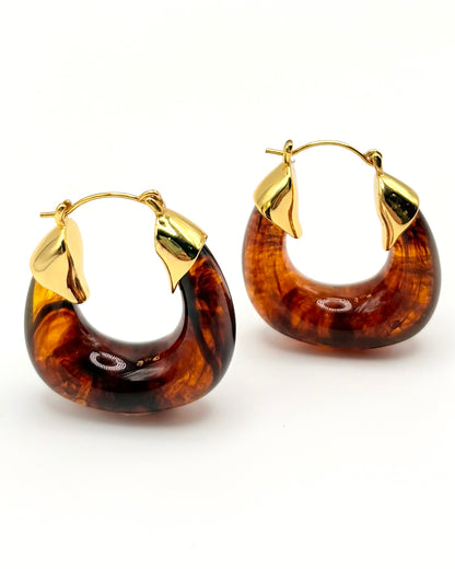 Tortoise Shell Resin Horseshoe Hoops