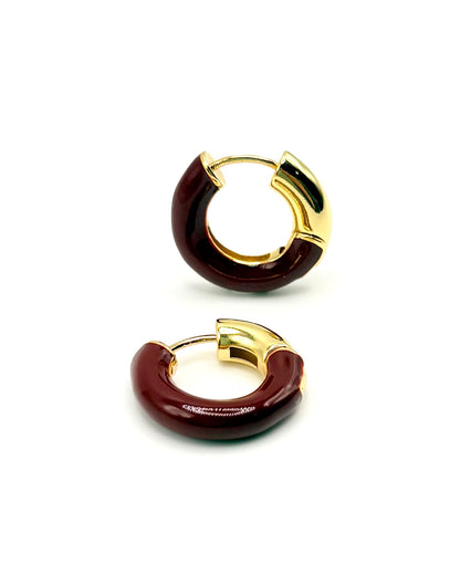 Enamel Chubby Burgundy Huggie