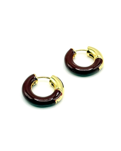 Enamel Chubby Burgundy Huggie