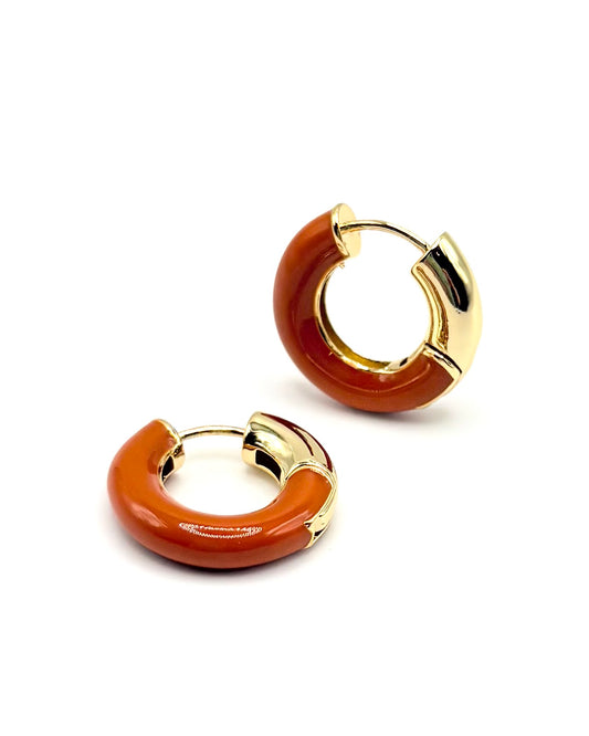 Enamel Chubby Orange Huggie