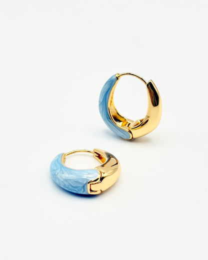 Enamel Tapered Marble Hoops