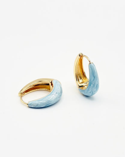 Enamel Tapered Marble Hoops