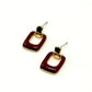 Square Enamel Burgundy Drop Earring