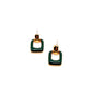 Square Enamel Green Drop Earring