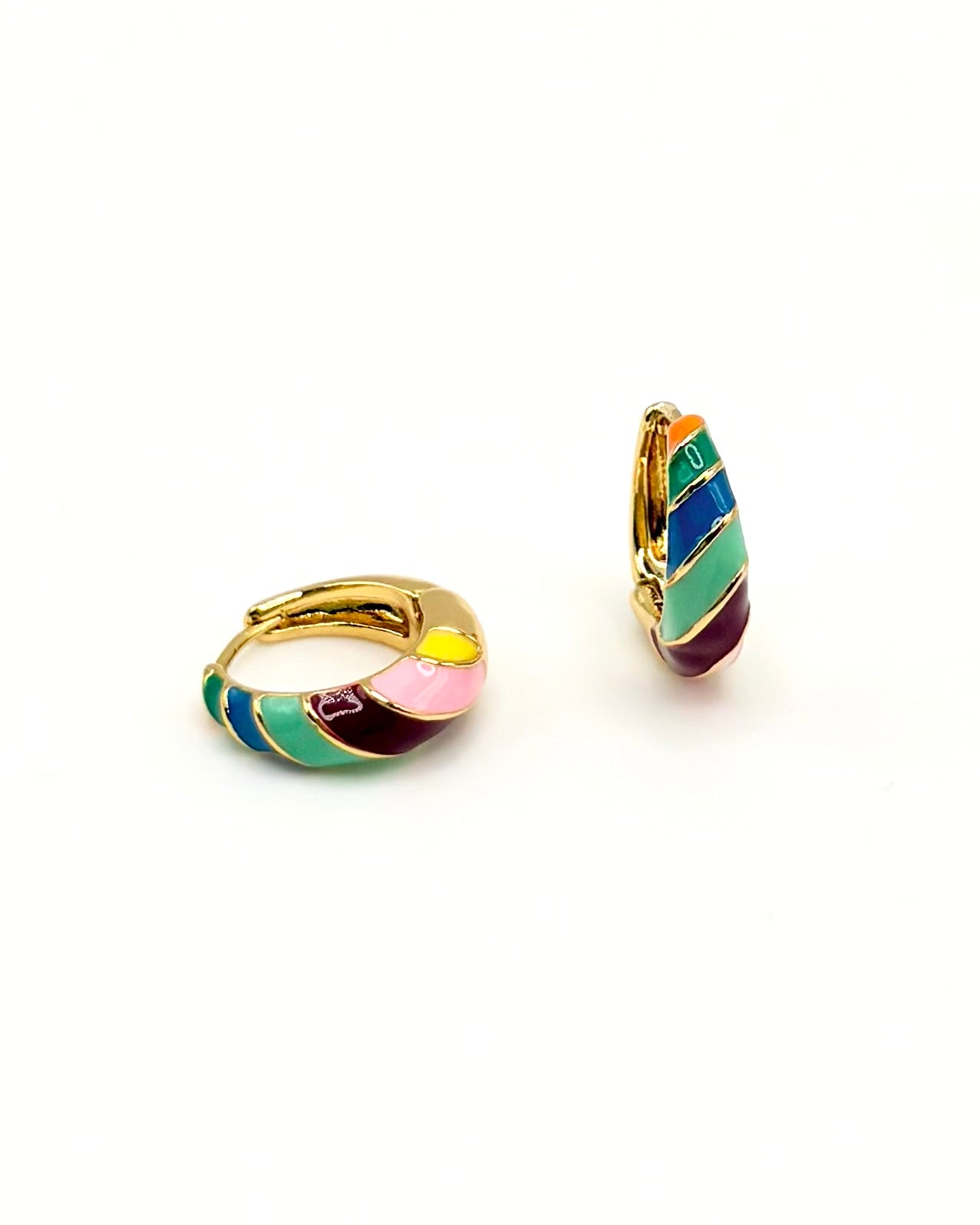 Enamel Tapered Stripe Hoops