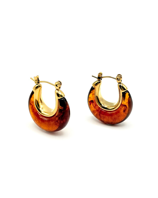 Tortoise Shell Resin Drop Earrings